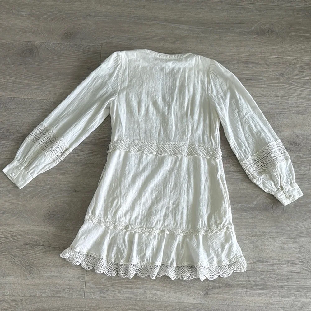 Anthropologie White Long Sleeve Dress Size Medium - Picture 4 of 12